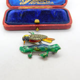 Sterling Silver, Colourful Enamel Marcasite Woodpecker Brooch Antique c1940
