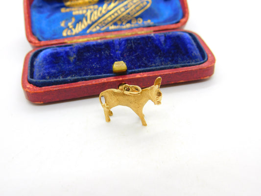 9ct Yellow Gold Standing Donkey Charm Pendant Vintage c1970