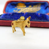 9ct Yellow Gold Standing Donkey Charm Pendant Vintage c1970
