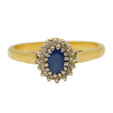 18ct Yellow Gold, 0.25ct Sapphire & Diamond Engagement Ring Vintage Birmingham