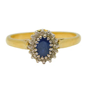 18ct Yellow Gold, 0.25ct Sapphire & Diamond Engagement Ring Vintage Birmingham