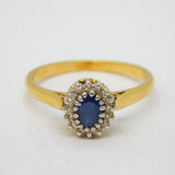 18ct Yellow Gold, 0.25ct Sapphire & Diamond Engagement Ring Vintage Birmingham