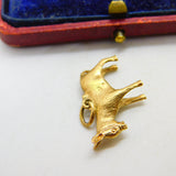 9ct Yellow Gold Standing Donkey Charm Pendant Vintage c1970