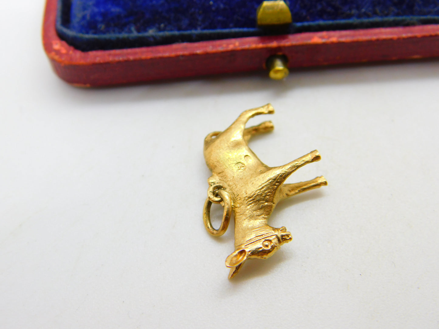 9ct Yellow Gold Standing Donkey Charm Pendant Vintage c1970