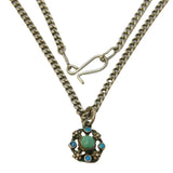 19th Century Austro-Hungarian Sterling Silver Turquoise Floral Necklace Antique c1860