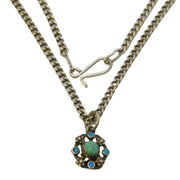 19th Century Austro-Hungarian Sterling Silver Turquoise Floral Necklace Antique c1860