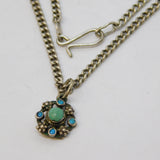 19th Century Austro-Hungarian Sterling Silver Turquoise Floral Necklace Antique c1860