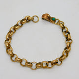 Victorian Style 9ct Gold Belcher Chain Bracelet Turquoise Hand Clasp Vintage 1998