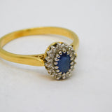 18ct Yellow Gold, 0.25ct Sapphire & Diamond Engagement Ring Vintage Birmingham