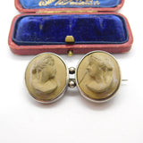 Georgian Grand Tour Sterling Silver Carved Lava Facing Cameo Brooch Antique c1820