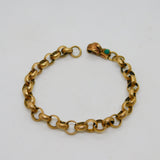 Victorian Style 9ct Gold Belcher Chain Bracelet Turquoise Hand Clasp Vintage 1998