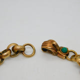 Victorian Style 9ct Gold Belcher Chain Bracelet Turquoise Hand Clasp Vintage 1998