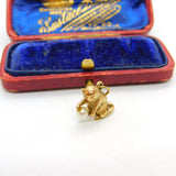 9ct Yellow Gold Kitten Playing with Pearl Ball 1966 London Vintage