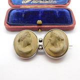 Georgian Grand Tour Sterling Silver Carved Lava Facing Cameo Brooch Antique c1820