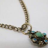 19th Century Austro-Hungarian Sterling Silver Turquoise Floral Necklace Antique c1860