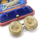 Georgian Grand Tour Sterling Silver Carved Lava Facing Cameo Brooch Antique c1820