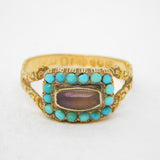 George IV 18ct Gold, Rock Crystal & Turquoise Mourning Ring Antique London 1822