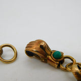 Victorian Style 9ct Gold Belcher Chain Bracelet Turquoise Hand Clasp Vintage 1998