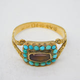 George IV 18ct Gold, Rock Crystal & Turquoise Mourning Ring Antique London 1822