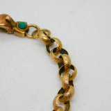 Victorian Style 9ct Gold Belcher Chain Bracelet Turquoise Hand Clasp Vintage 1998