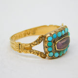 George IV 18ct Gold, Rock Crystal & Turquoise Mourning Ring Antique London 1822