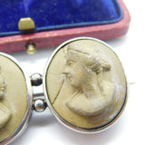 Georgian Grand Tour Sterling Silver Carved Lava Facing Cameo Brooch Antique c1820