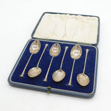 Boxed Set of Sterling Silver Column Terminal Teaspoons Antique 1937 Art Deco