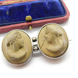 Georgian Grand Tour Sterling Silver Carved Lava Facing Cameo Brooch Antique c1820