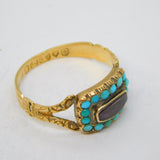 George IV 18ct Gold, Rock Crystal & Turquoise Mourning Ring Antique London 1822