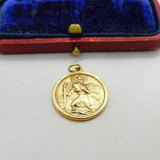 9ct Yellow Gold St Christopher Patron of Travel Charm Pendant 1968 Birmingham
