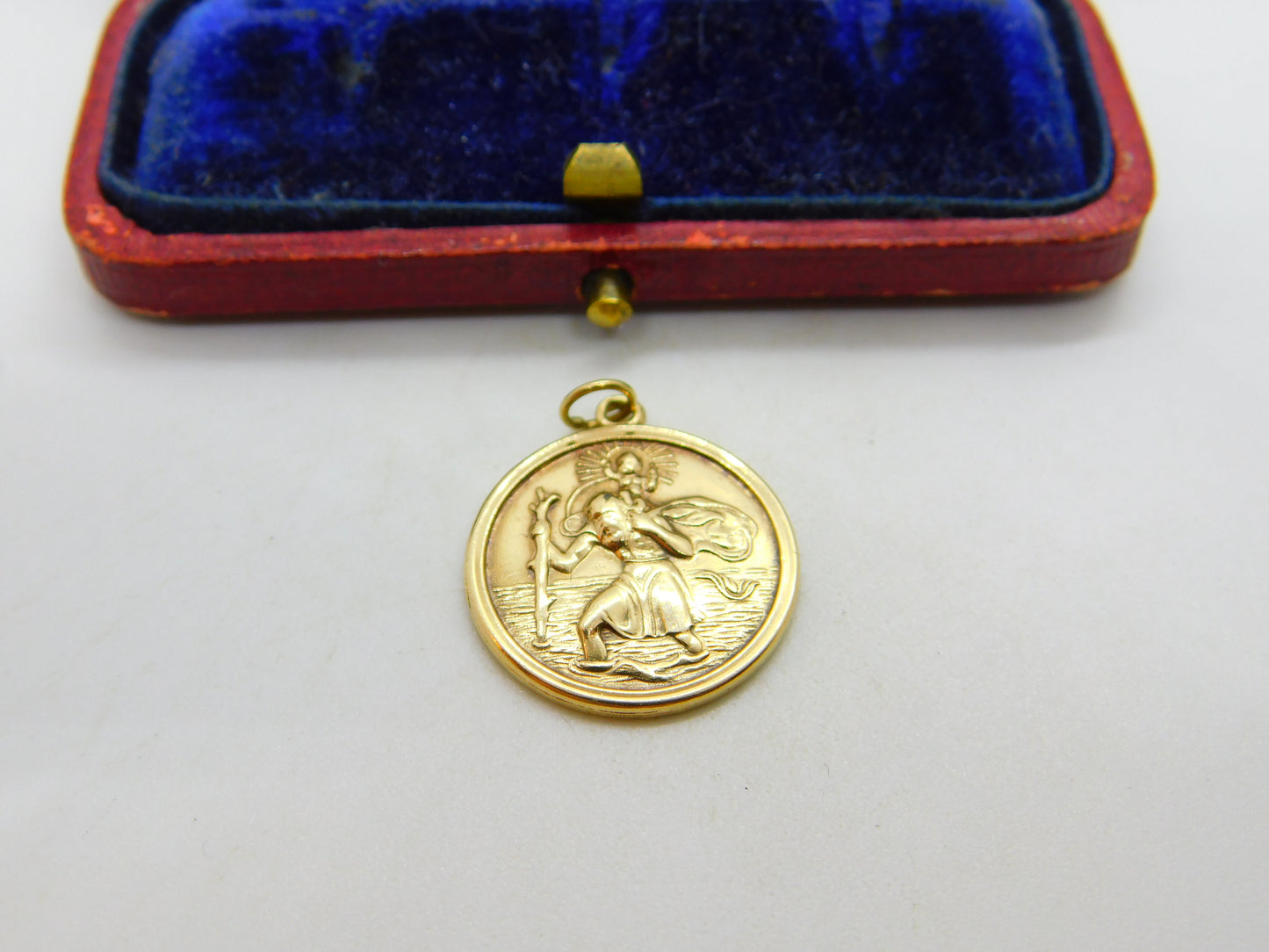 9ct Yellow Gold St Christopher Patron of Travel Charm Pendant 1968 Birmingham