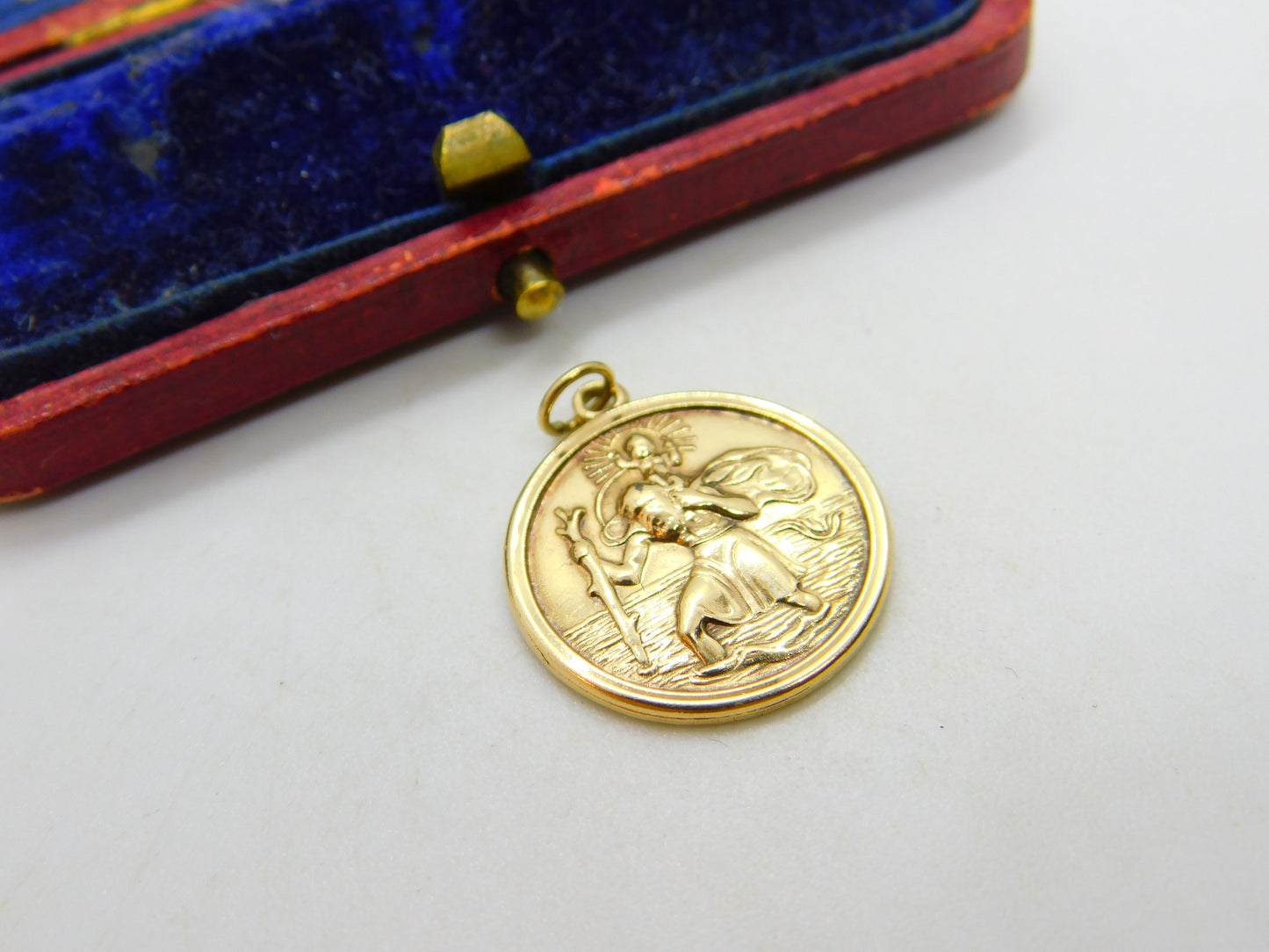 9ct Yellow Gold St Christopher Patron of Travel Charm Pendant 1968 Birmingham