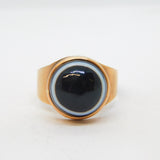 George III 9ct Gold & Banded Agate Mourning Ring Political Interest Antique 1799