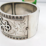 Victorian Sterling Silver Aesthetic Movement Cuff Bangle Antique 1883 Birmingham