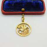 9ct Yellow Gold St George & the Dragon Pendant Vintage c1970 Sheffield