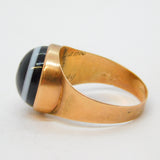 George III 9ct Gold & Banded Agate Mourning Ring Political Interest Antique 1799