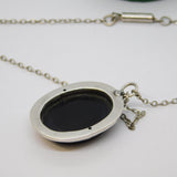 19th Century Sterling Silver Spaniel Dog Micro Mosaic Pendant Necklace Antique c1880