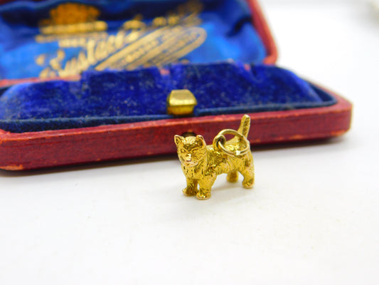 9ct Yellow Gold Westie Terrier Dog Charm Pendant 1961 London Vintage