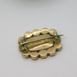 George III 9ct Gold, Garnet, Seed Pearl & Malachite Mourning Brooch Antique c1820