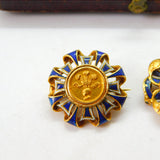 Boxed Pair of 18ct & 22ct Gold & Enamel Commemorative Brooches 'Prince Albert Edward of Wales' Born 1841