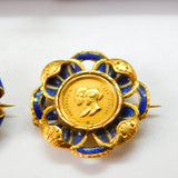 Boxed Pair of 18ct & 22ct Gold & Enamel Commemorative Brooches 'Prince Albert Edward of Wales' Born 1841