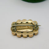 George III 9ct Gold, Garnet, Seed Pearl & Malachite Mourning Brooch Antique c1820