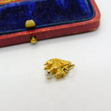 9ct Yellow Gold Squirrel with the Pearl Nut Charm Pendant 1963 Birmingham