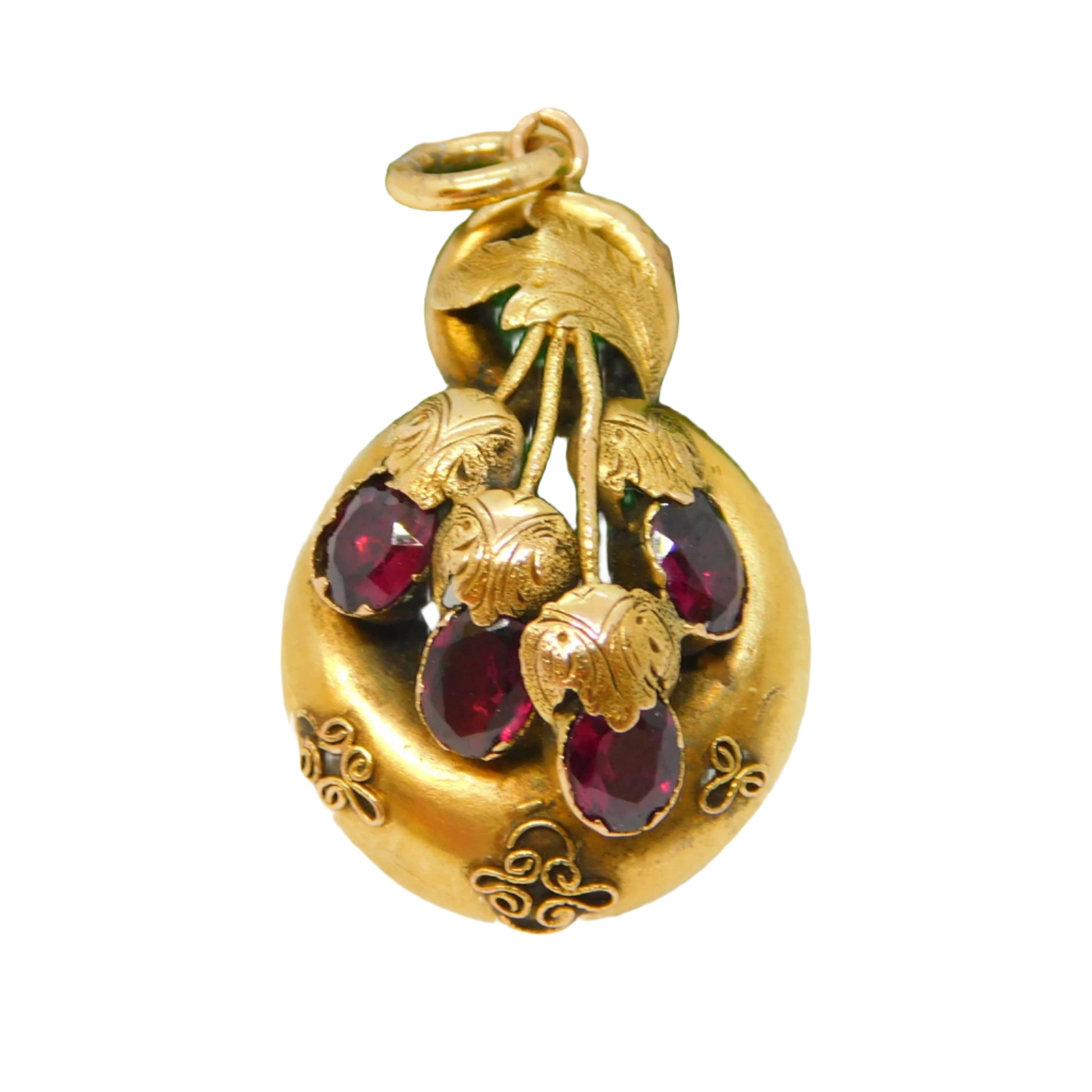 victorian gold garnet floral pendant