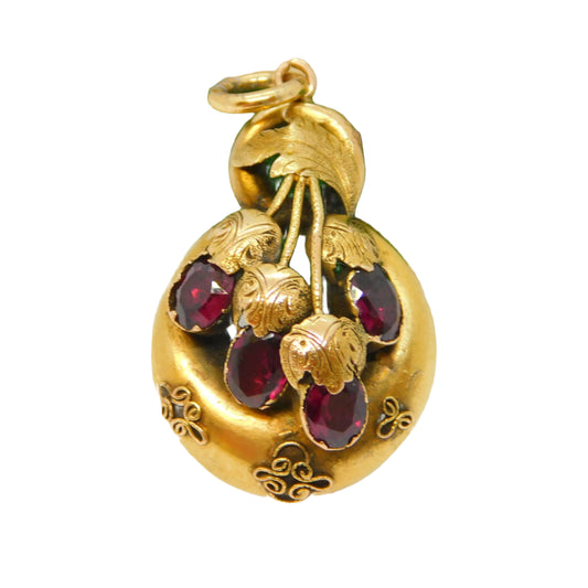victorian gold garnet floral pendant