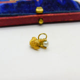 9ct Yellow Gold Squirrel with the Pearl Nut Charm Pendant 1963 Birmingham