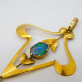 Edwardian 9ct Gold, Doublet Opal & Pearl Lavalier Drop Pendant Antique c1910