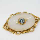 Victorian 15ct Gold, Chalcedony Agate & Hardstone Urn Mourning Brooch Antique c1860