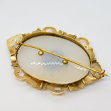 Victorian 15ct Gold, Chalcedony Agate & Hardstone Urn Mourning Brooch Antique c1860
