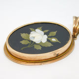 19th Century 9ct Rose Gold Italian Pietra Dura White Flower Locket Pendant c1880